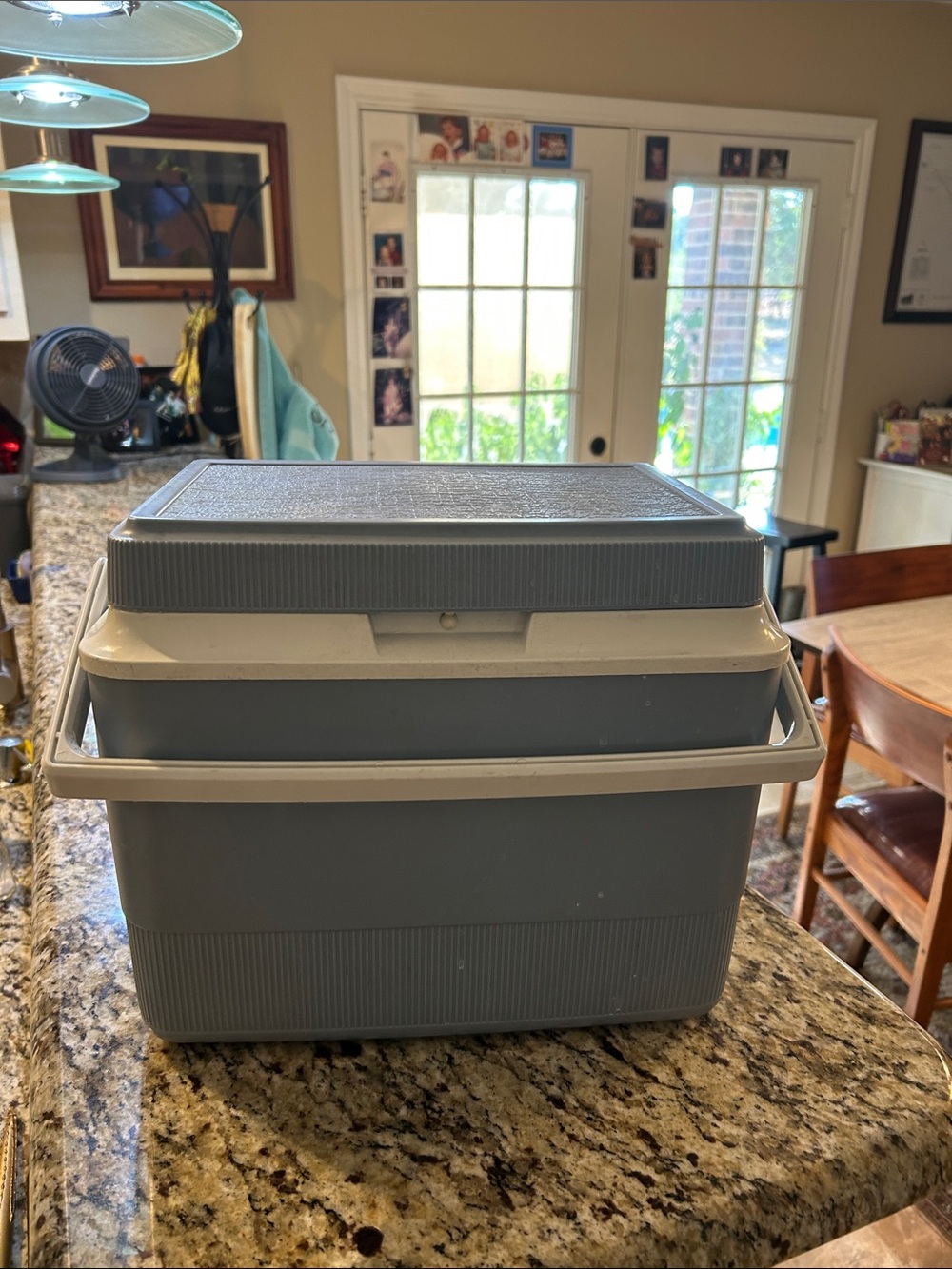 Gray Portable Cooler Box - Durable Plastic Practical Storage Cooler